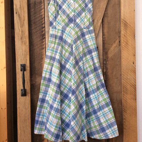 Duck Head 6 SUMMER CLASSIC Green & Blue Plaid Sleeveless Dress - Picture 3 of 6